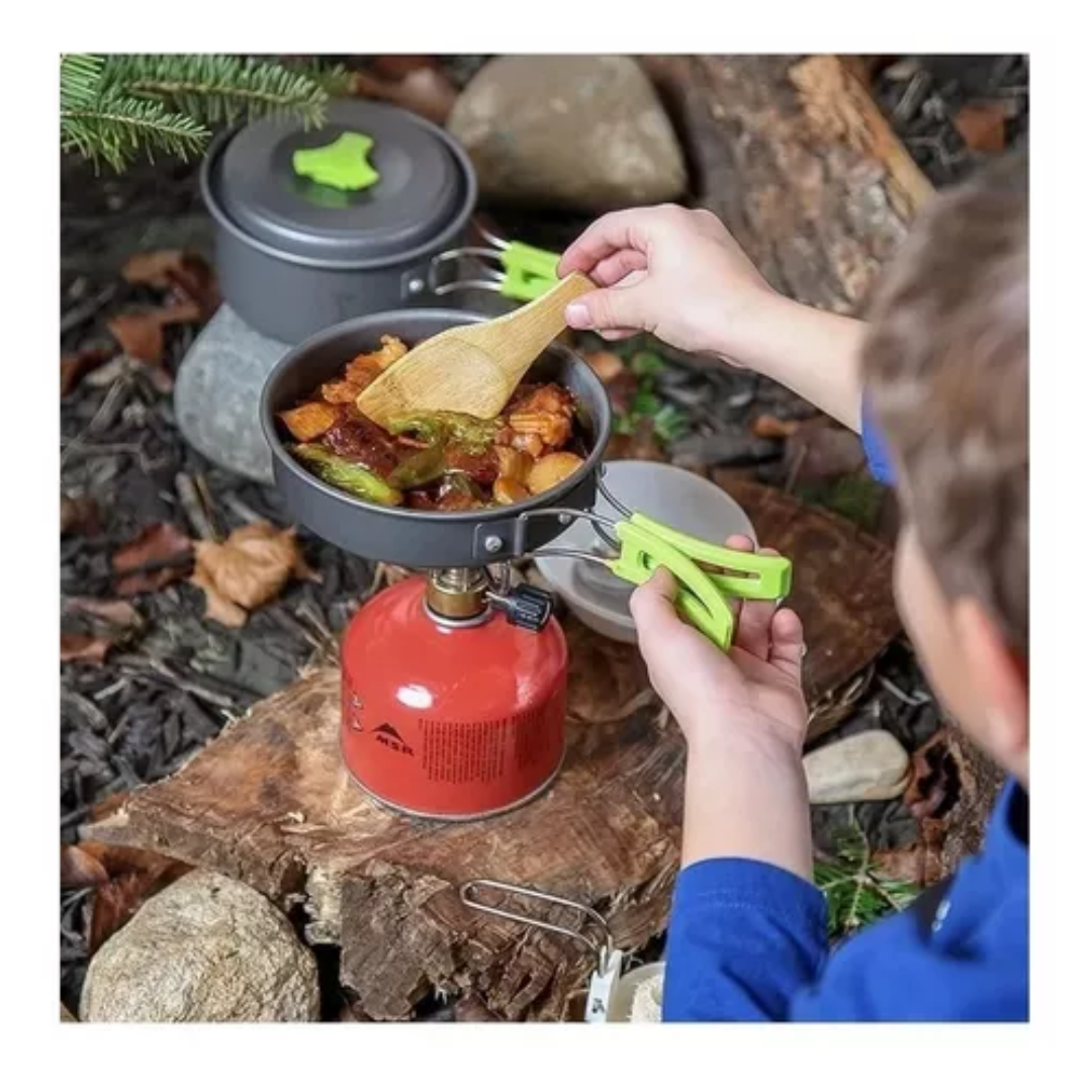 Set Ollas Camping Set Cocinilla Cubiertos Marca Campsor