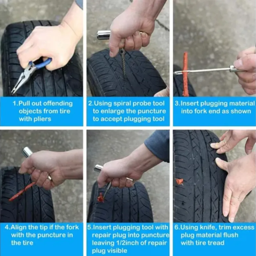 Kit Reparación Pinchazos Neumático Emergencia Auto Kit 27pcs