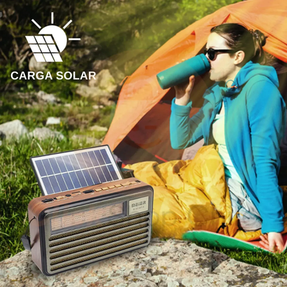 Radio Retro Am Fm Con Linterna Vintage Bluetooth Usb Solar