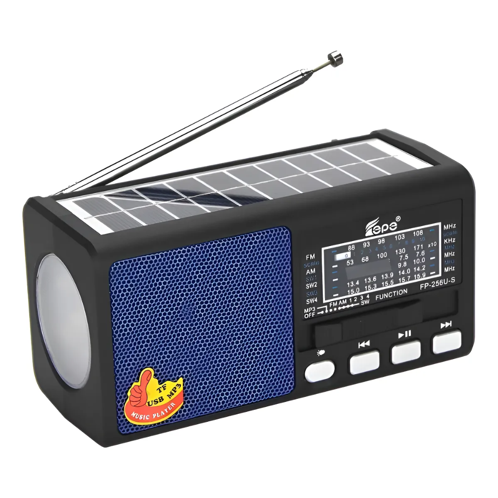 Radio Parlante Bluetooth Am Fm Con Panel Solar Usb 6 Bandas