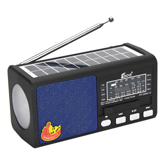 Radio Parlante Bluetooth Am Fm Con Panel Solar Usb 6 Bandas