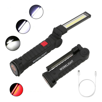 Linterna Tactica Led Cob Recargable De Luz Trabajo Plegable