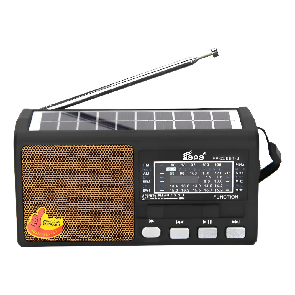 Radio Parlante Bluetooth Am Fm Con Panel Solar Usb 6 Bandas