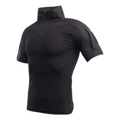 Polera Tactica Negra Manga Corta Polera Airsoft Ropa Militar