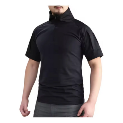 Polera Tactica Negra Manga Corta Polera Airsoft Ropa Militar