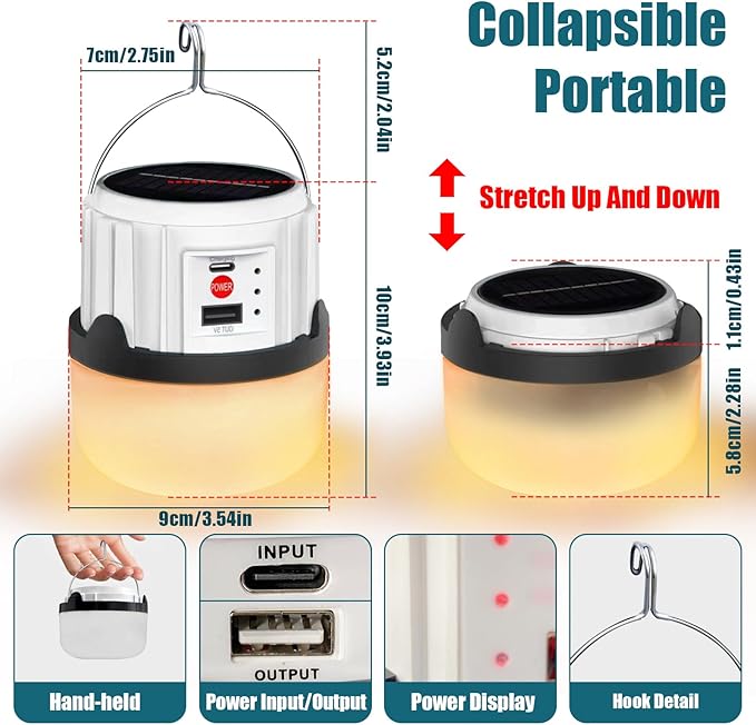 Lampara Linterna De Camping Led Solar Usb Recargable