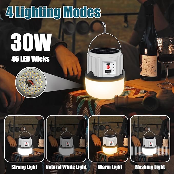 Lampara Linterna De Camping Led Solar Usb Recargable