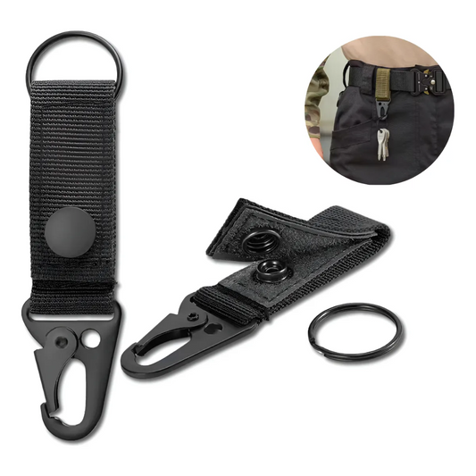 Llavero Mosqueton Tactico Molle Velcro Llavero Camping Negro