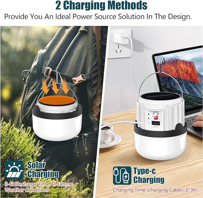 Lampara Linterna De Camping Led Solar Usb Recargable