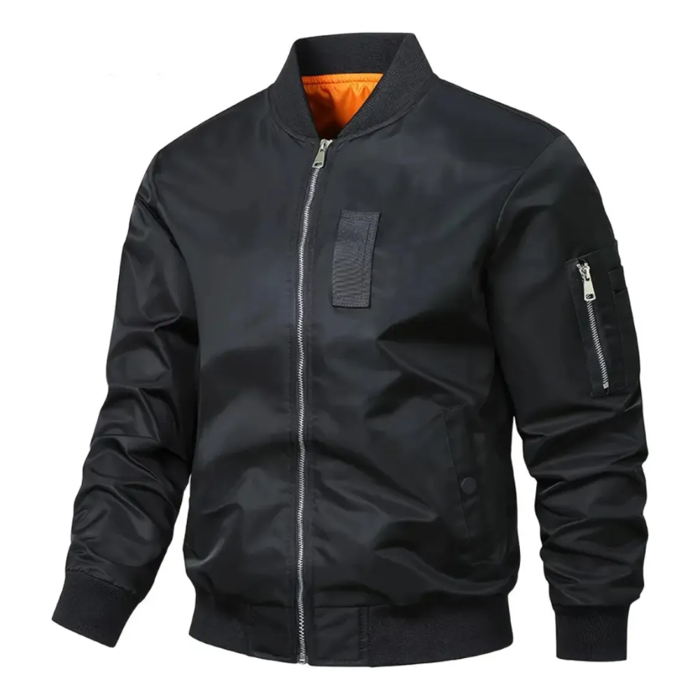 Chaqueta Aviador Chaqueta Bomber Impermeable Cazadora Negro Ziper