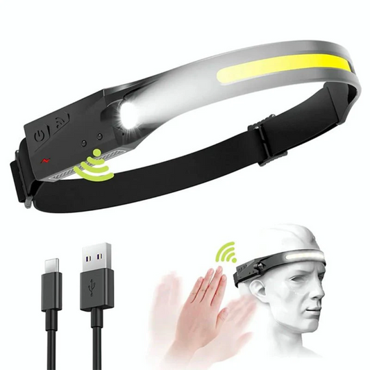 Linterna Frontal Led Recargable Con Sensor Cinta Ajustable