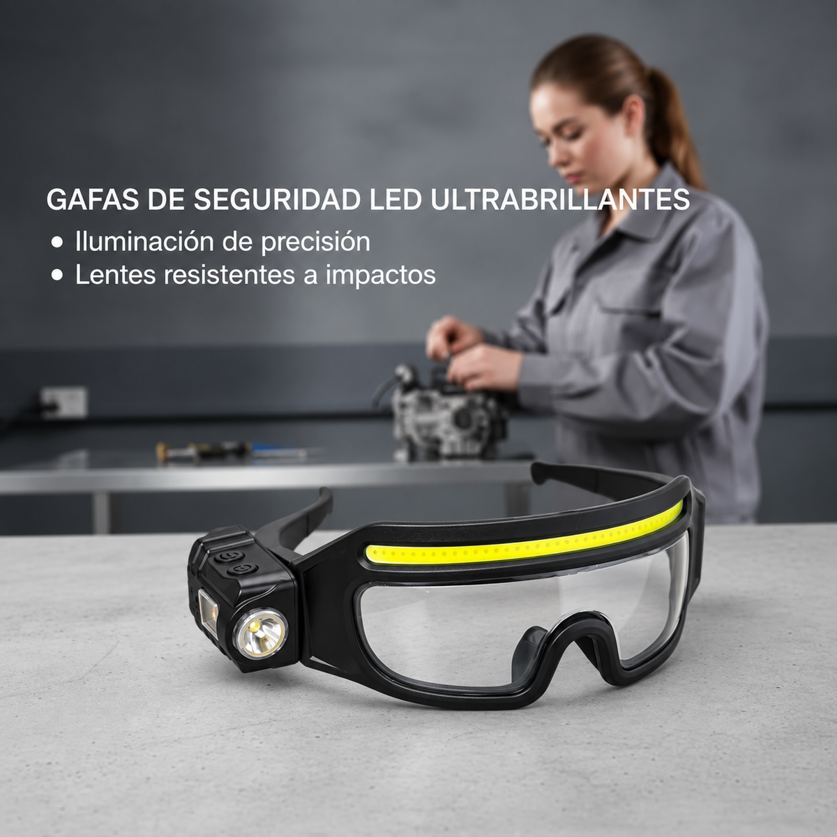 Linterna Trabajo Linterna Gafa Linterna Recargable Sensor Blanco