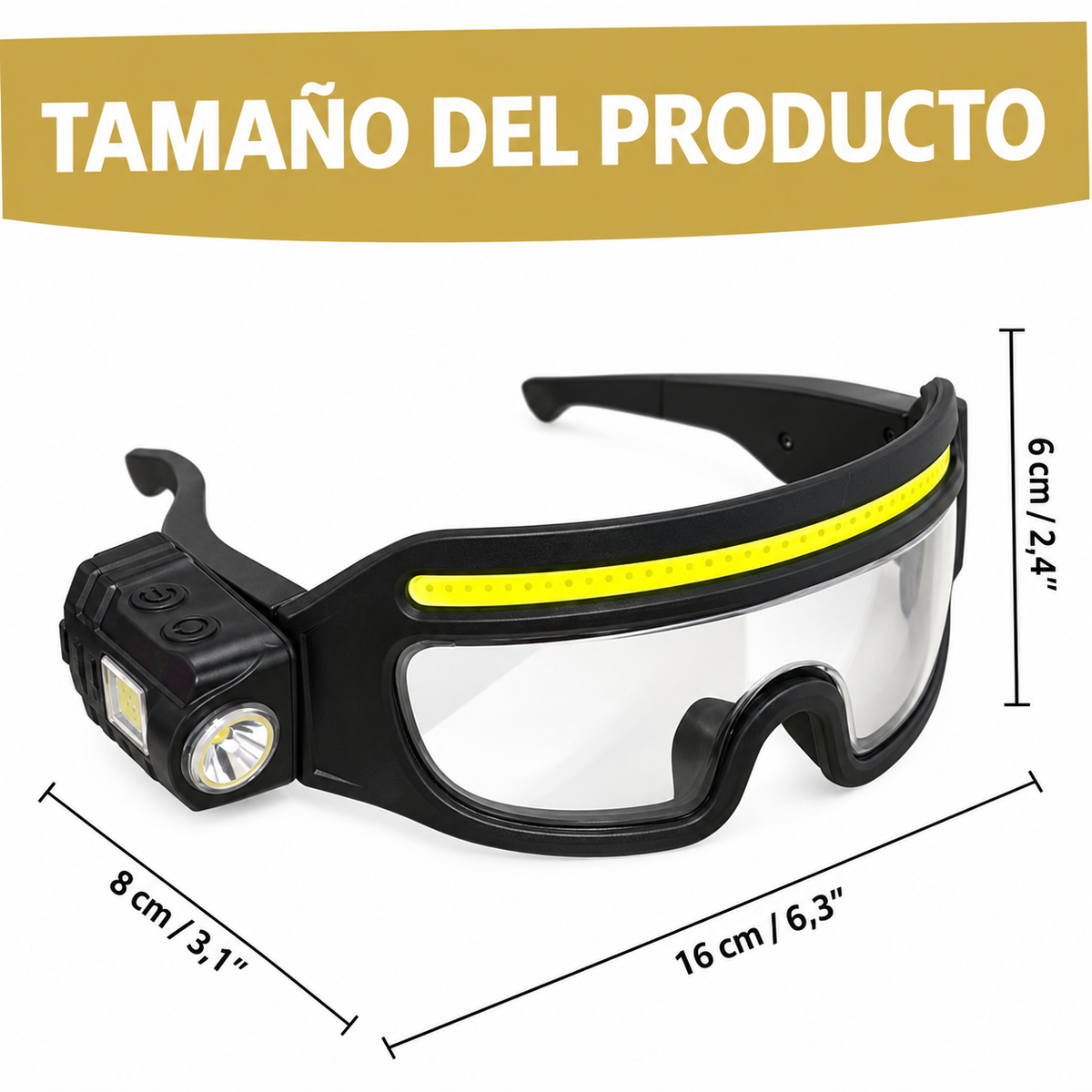 Linterna Trabajo Linterna Gafa Linterna Recargable Sensor Blanco