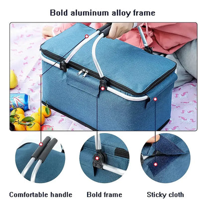 Canasto De Picnic Cesta Termica Picnic Impermeable 40x23x20