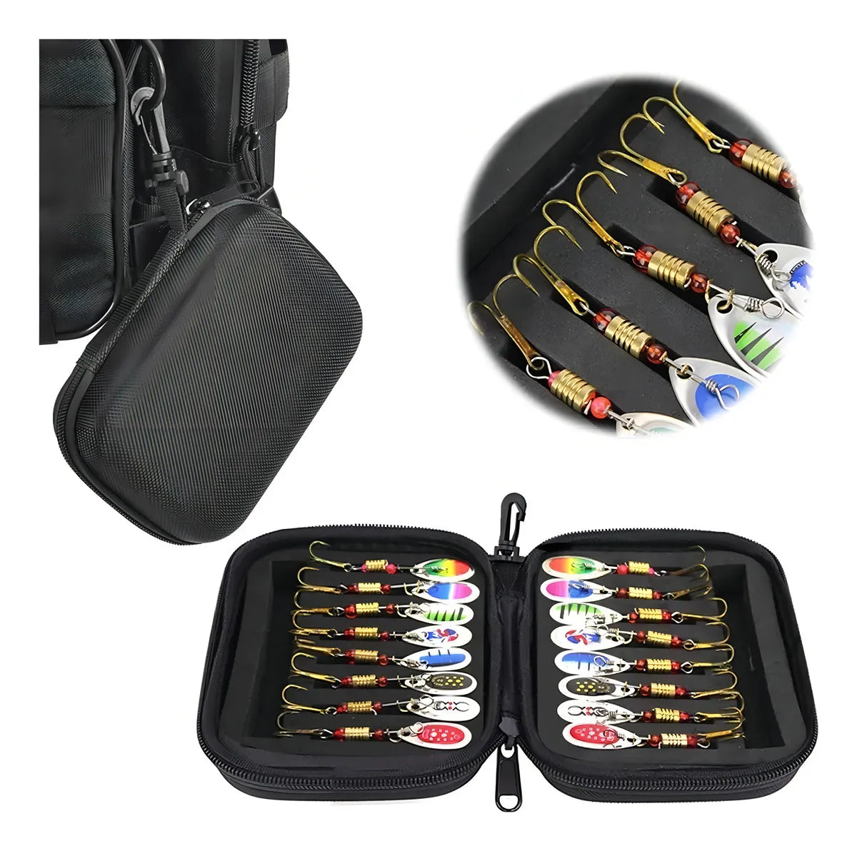 Pack 16 Señuelos Pesca Spinner Cucharilla Mar Rio +estuche