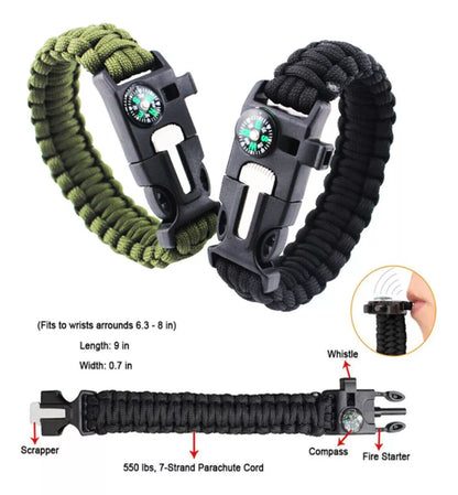 Pulsera Paracord Treking Y Escalada Supervivencia 5 En 1