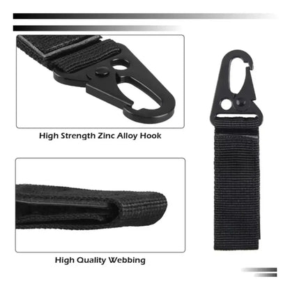 Llavero Mosqueton Tactico Molle Velcro Llavero Camping Negro