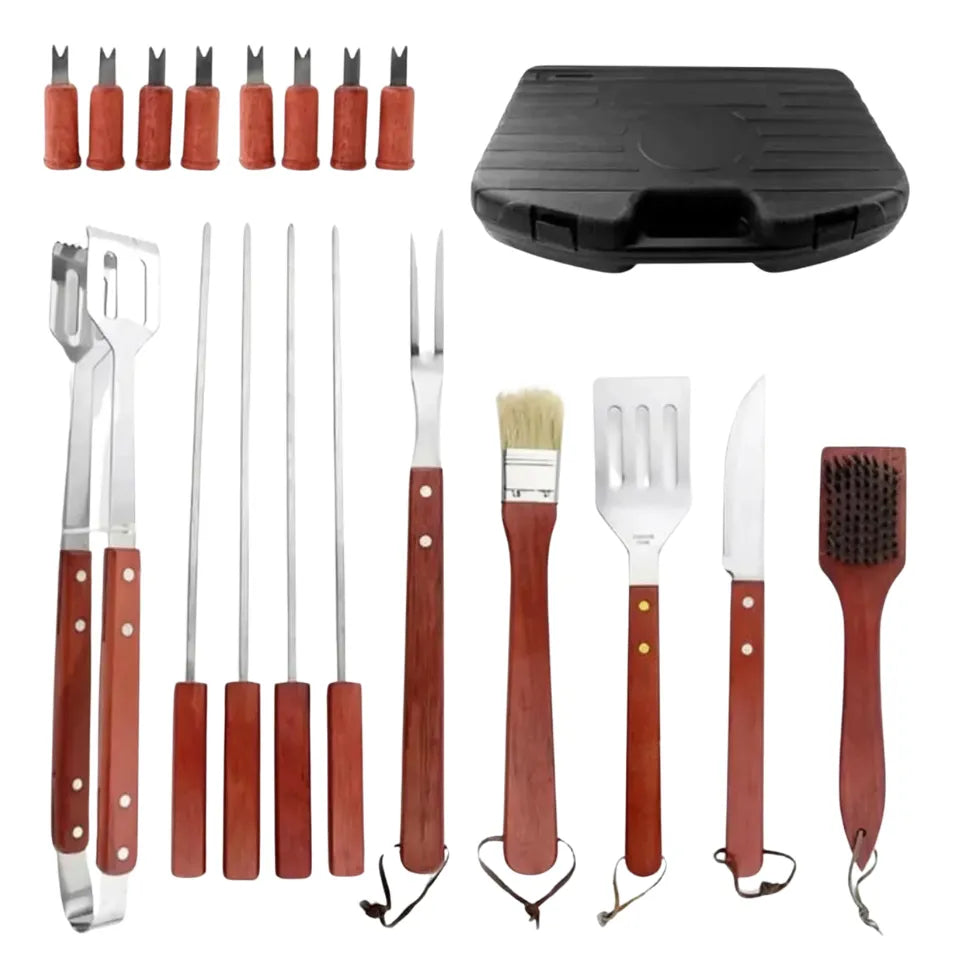 Set Parrilleros Asado Kit Parrillero Maleta 18 Piezas