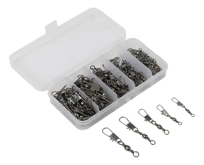 Caja Pesca 100 Snap Destorcedor Quitavueltas Accesorio Pesca Plateado