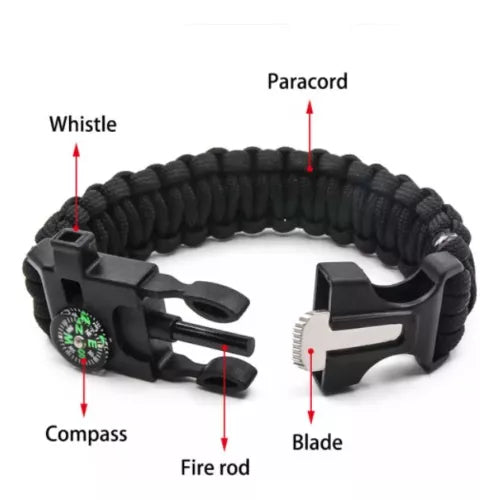 Pulsera Paracord Treking Y Escalada Supervivencia 5 En 1
