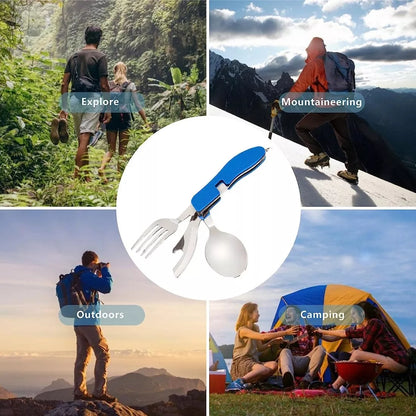 Set Cubiertos Servicios Camping Cuchara Tenedor Trekking 4-1