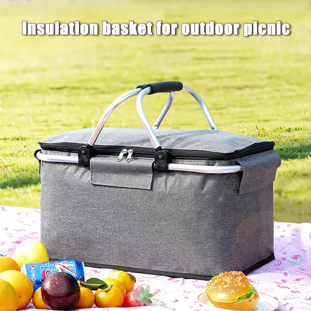 Canasto De Picnic Cesta Termica Picnic Impermeable 40x23x20