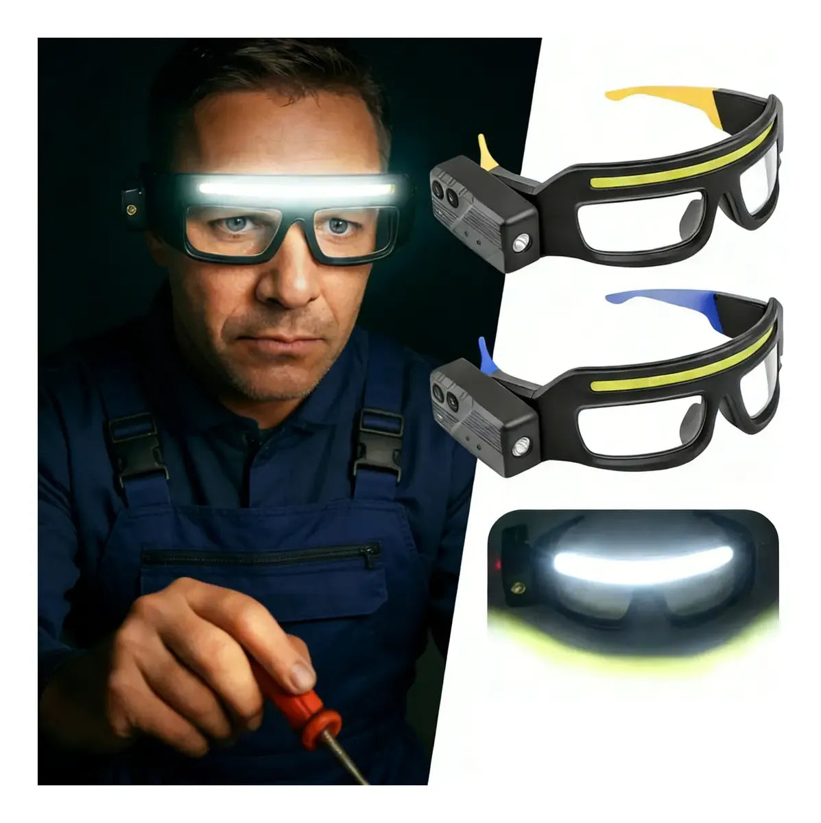 Linterna Trabajo Linterna Gafa Linterna Recargable Sensor Blanco