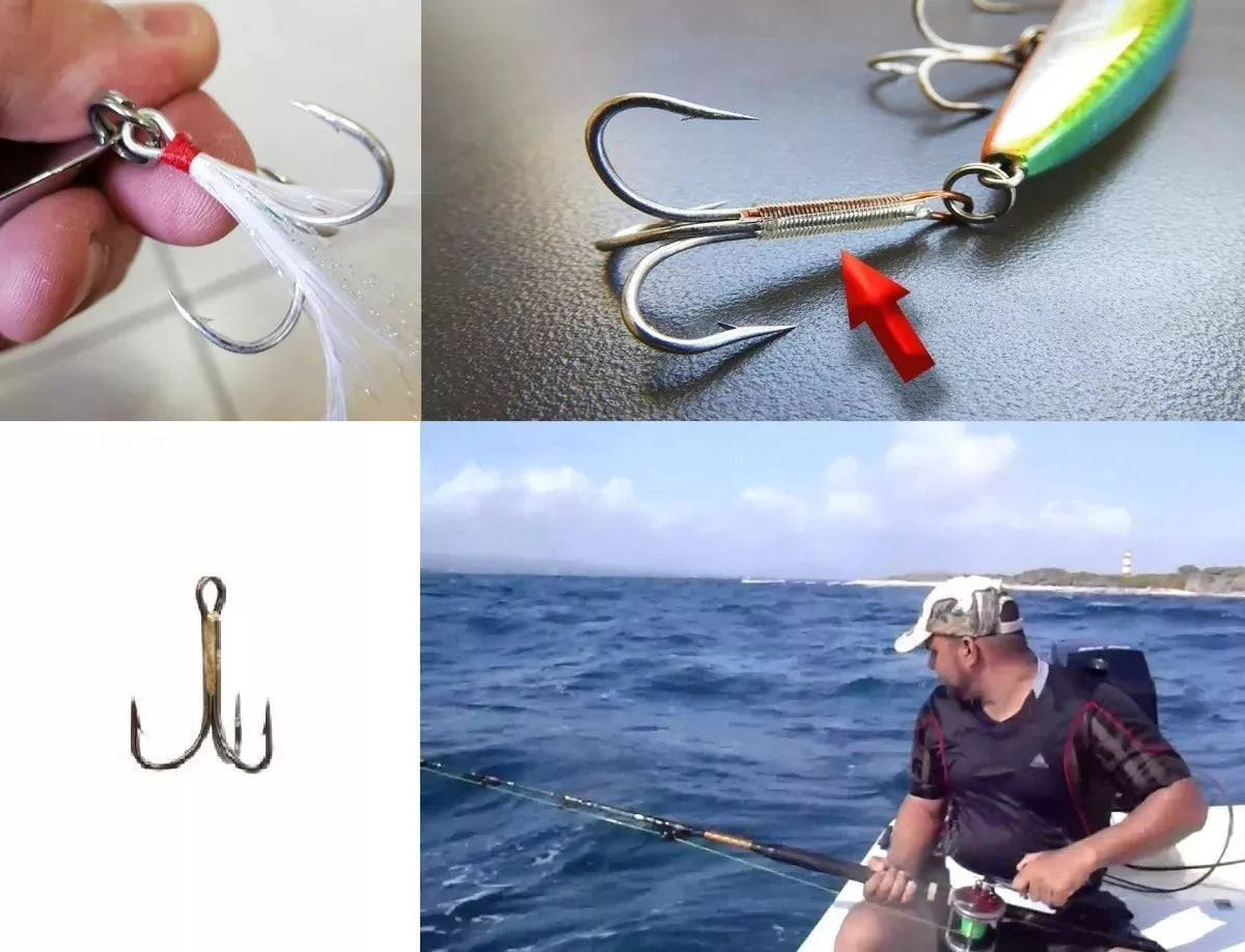 Kit Anzuelo Set Pesca 4 Anzuelos Pesca Anzuelos Triples #3/0