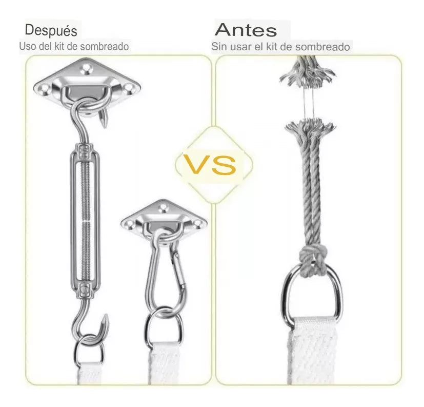 Kit De Instalacion Toldo Vela Gancho Soporte Anclaje 40pz
