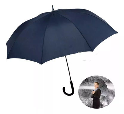 Paraguas Lluvia Plegable Grande Lluvia Negro 16 Varilla 90cm