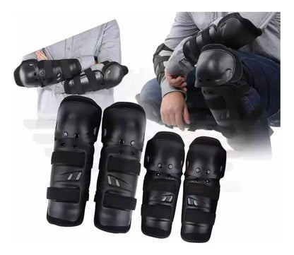 Set Rodilleras + Coderas Articuladas Proteccion seguridad Moto