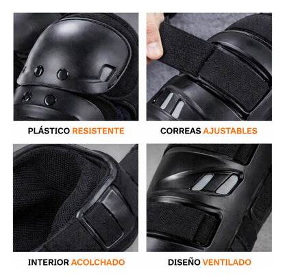 Set Rodilleras + Coderas Articuladas Proteccion seguridad Moto