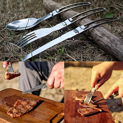 Set Cubiertos Servicio Camping Cuchara Tenedor Trekking 3en1