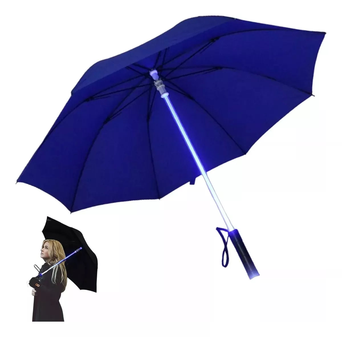 Paraguas Plegable Led Lluvia Paragua Grande 8 Varillas 80 Cm