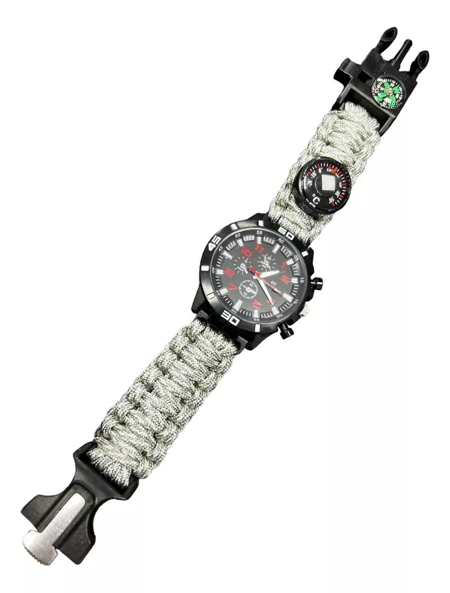 Reloj Tactico Supervivencia Paracord Brujula Pulsera 7 En 1