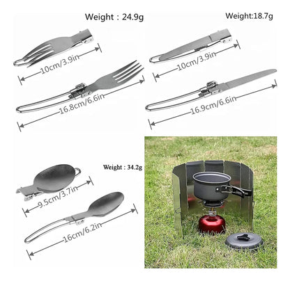 Set Cubiertos Servicio Camping Cuchara Tenedor Trekking 3en1
