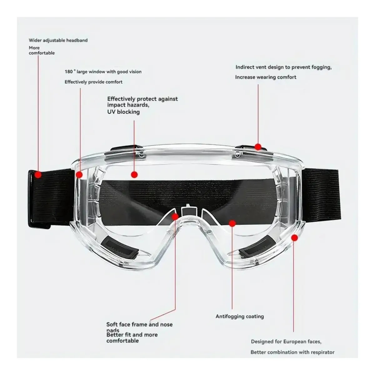 Lentes Seguridad Antiparras Gafas Proteccion Banda Ajustable