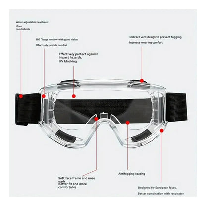 Lentes Seguridad Antiparras Gafas Proteccion Banda Ajustable
