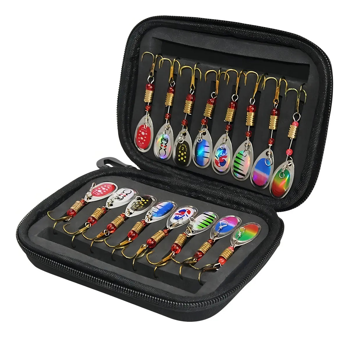 Pack 16 Señuelos Pesca Spinner Cucharilla Mar Rio +estuche