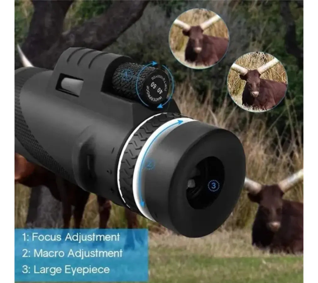 Kit Monocular + Porta Celular Monocular 40x60 Profesional