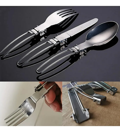 Set Cubiertos Servicio Camping Cuchara Tenedor Trekking 3en1