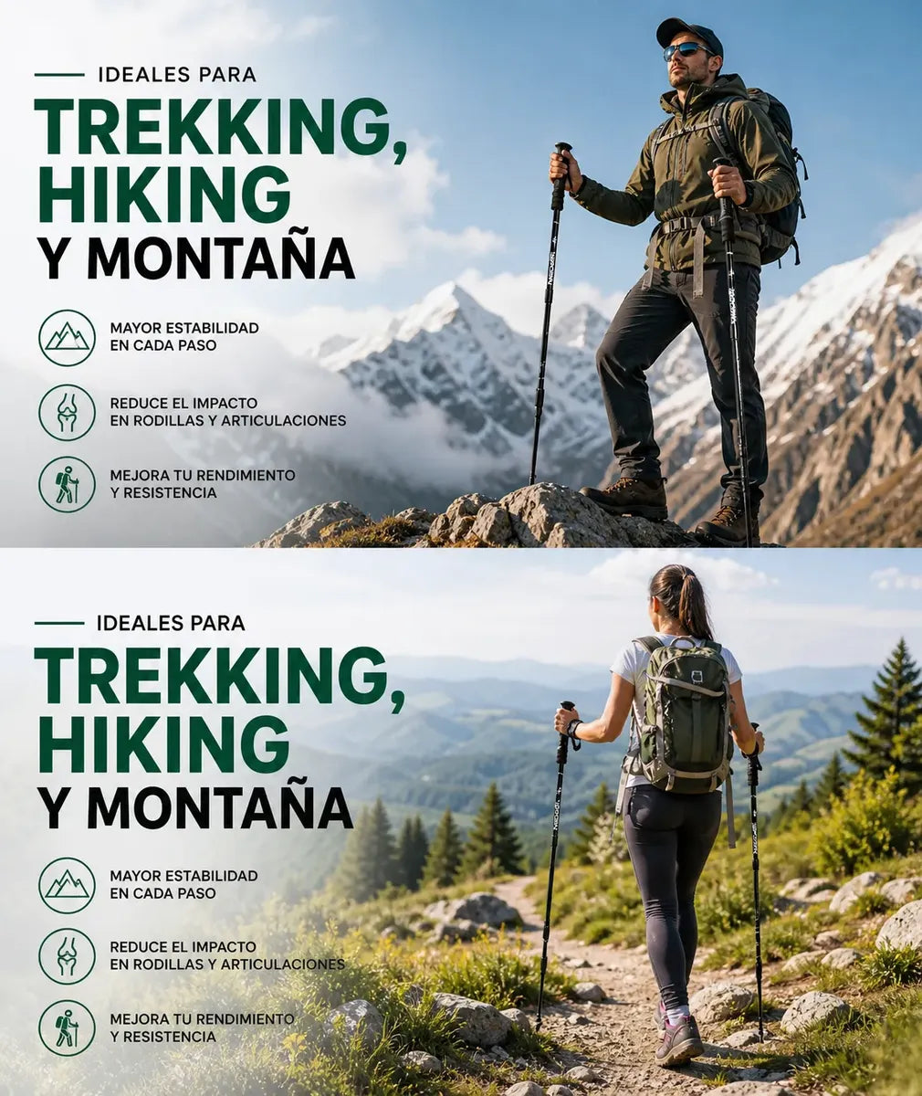 X2 Baston Trekking 3 Tramos Baston Senderismo Antishock 15pz