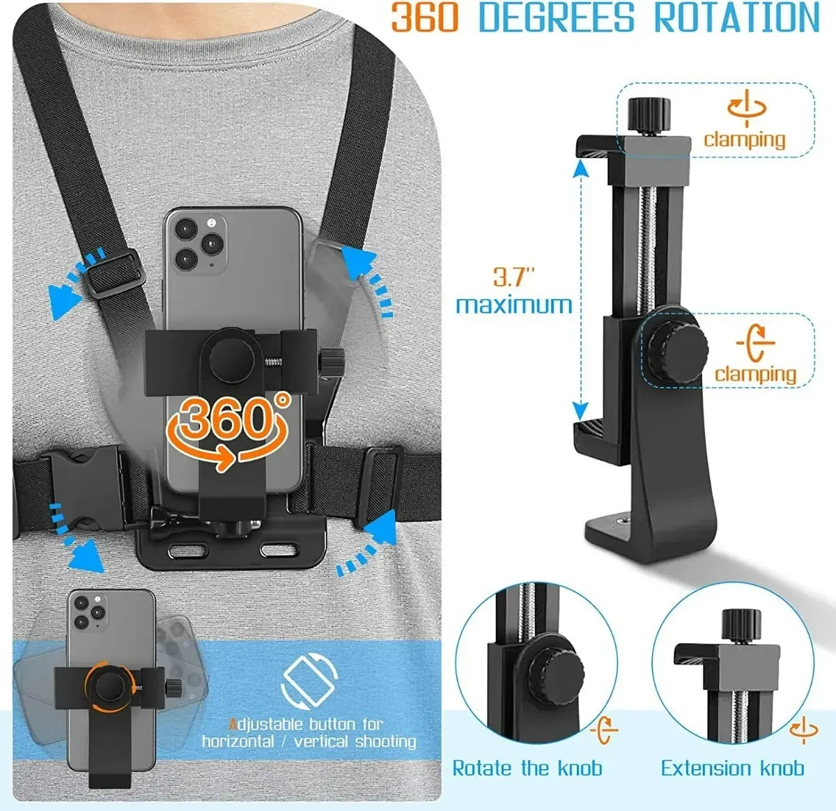 Soporte Celular Ajustable Arnes De Pecho Para Grabar Videos