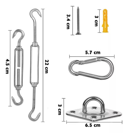 Kit De Instalacion Toldo Vela Gancho Soporte Anclaje 40pz