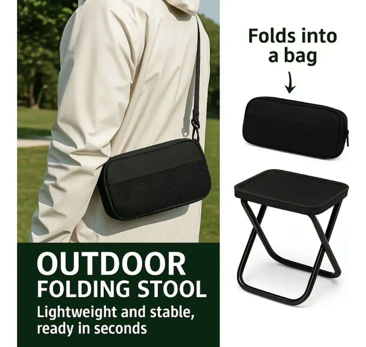 Silla Camping Silla Plegable Camping Portatil Bolso 28x24cm