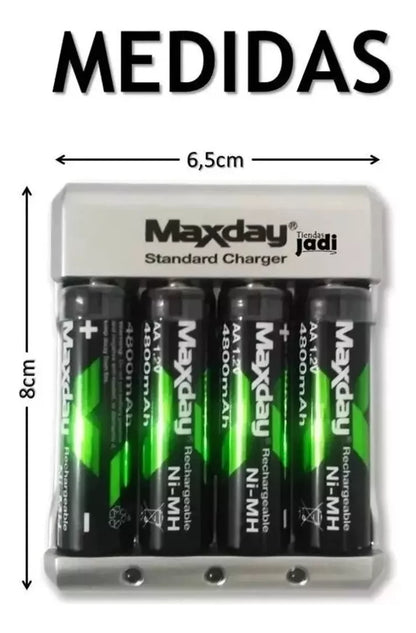 Cargador De Baterias Aa Aaa 9v + 4 Batera Recargable Aa Pila