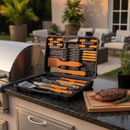 Set Parrilleros Asado Kit Parrillero Maleta 18 Piezas