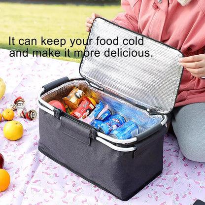 Canasto De Picnic Cesta Termica Picnic Impermeable 40x23x20