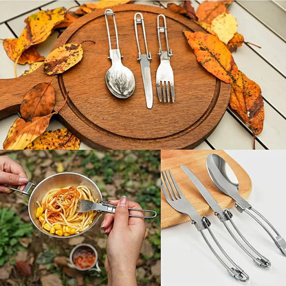 Set Cubiertos Servicio Camping Cuchara Tenedor Trekking 3en1