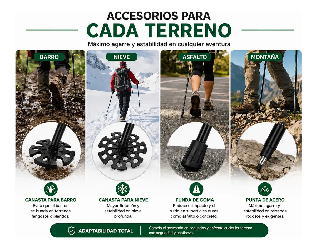 X2 Baston Trekking 3 Tramos Baston Senderismo Antishock 15pz